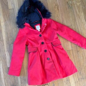 Cat & Jack Vibrant Red Kids Peacoat with Hood
